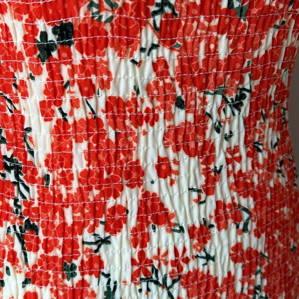 Hello Molly Haven View Midi Orange Floral Size 4 Small Bodycon Off Shoulder - Picture 6 of 8